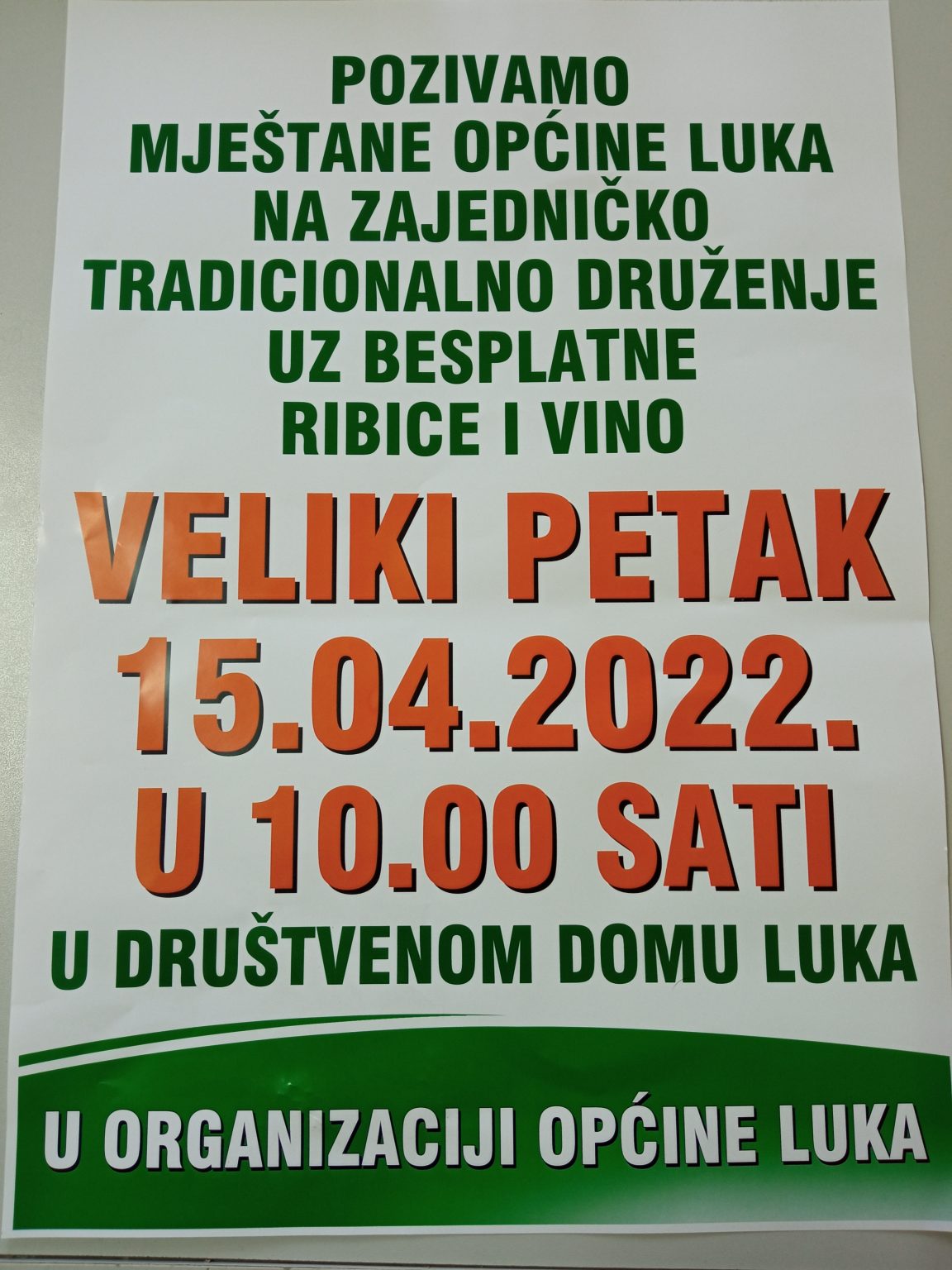 Poziv na druženje uz ribice na Veliki petak