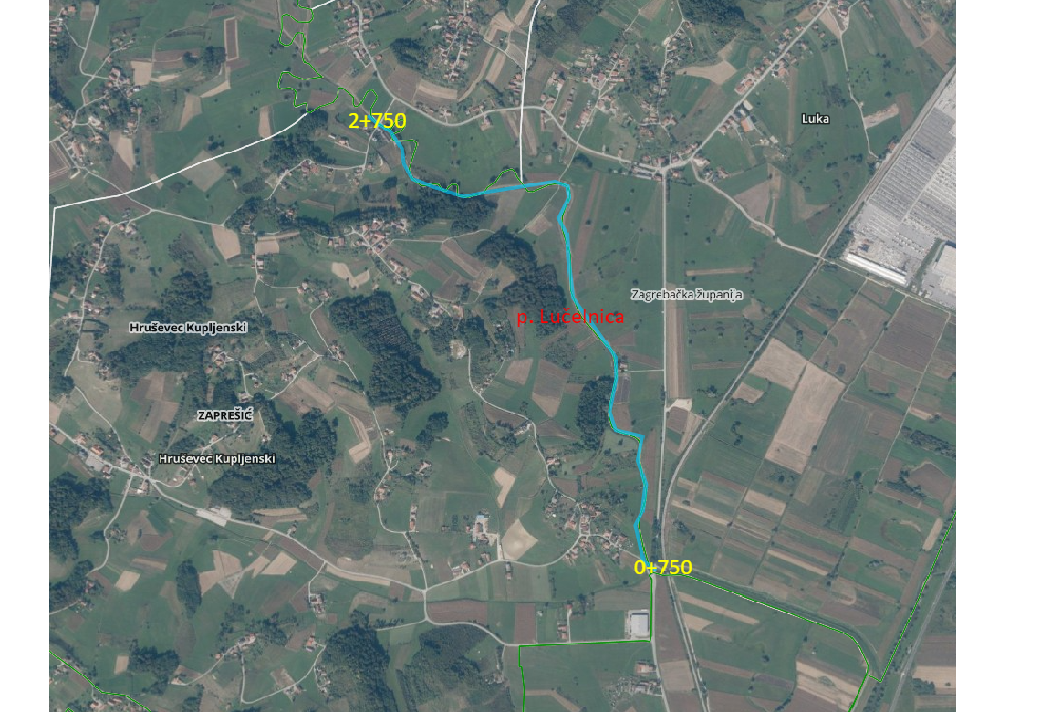 Obavijest o uređenju korita vodotoka potoka Lučelnica – Luka, km 0+750 – 5+480