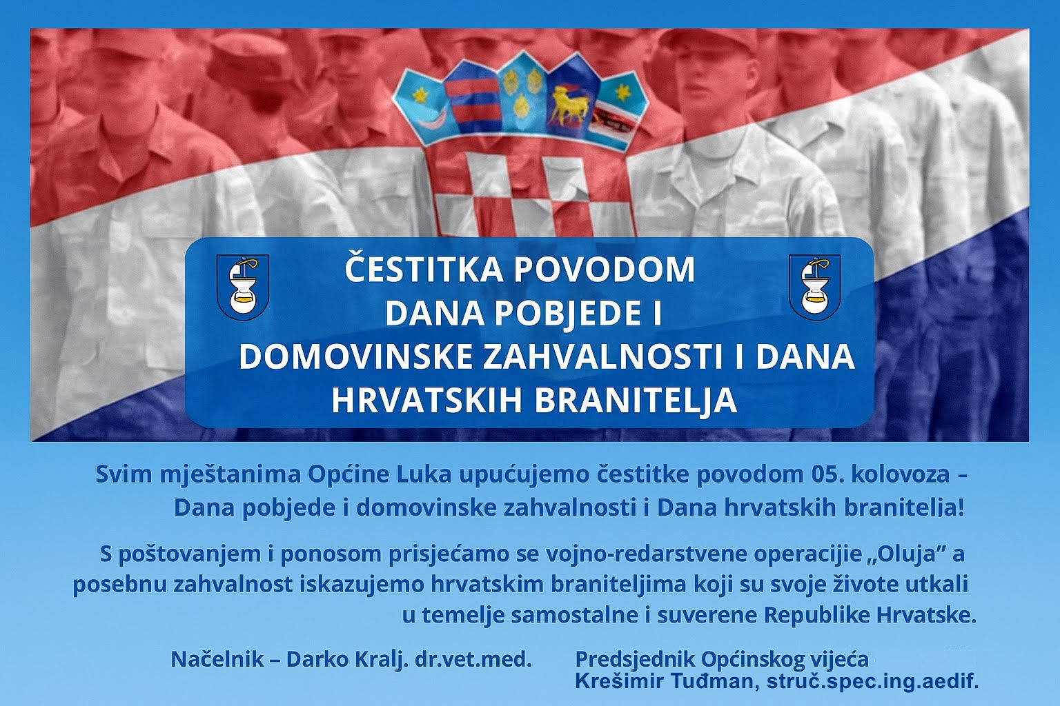 Čestitka povodom Dana pobjede i domovinske zahvalnosti i Dana hrvatskih branitelja